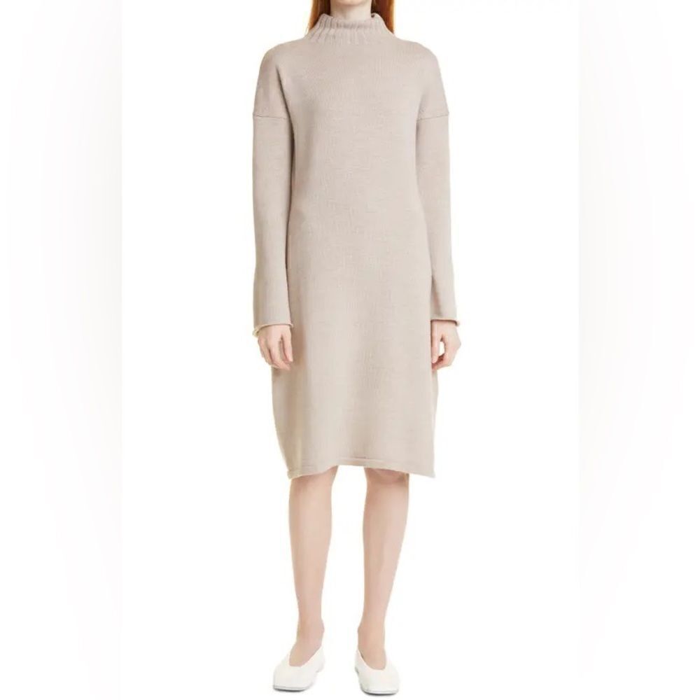 NWT MaxMara Leisure Navile Wool Sweater Turtleneck Dress Beige XS - Picture 1 of 8